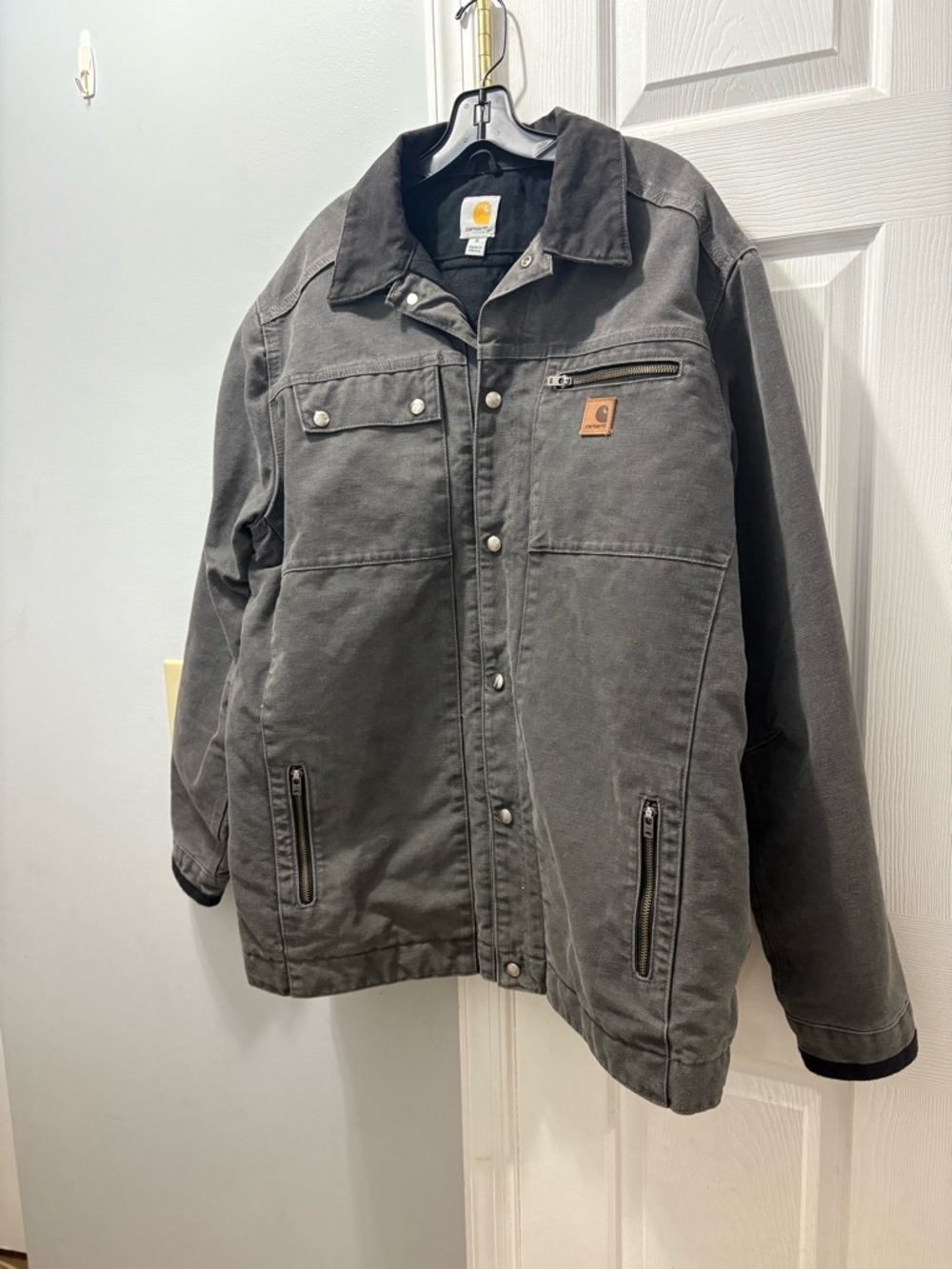 Carhartt Men's Sandstone Canvas Field Snap Utility Jacket In Gravel Size XL